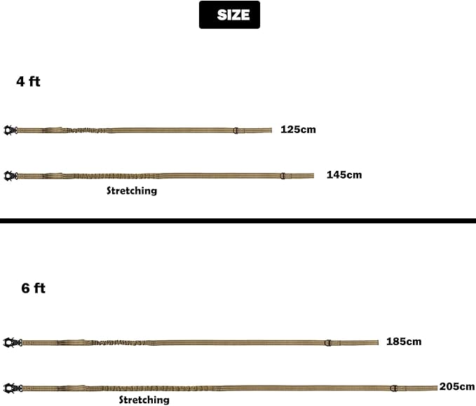 ICEFANG Tactical Dog Leash,K9 Training Walking Bungee Lead with 2 Control Handle,Heavy Duty Quick Release Metal Clasp,Hands Free D-Ring for Medium Large Dogs (4ft,Reflective Brown)