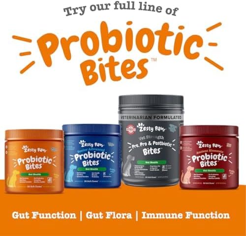Zesty Paws Probiotics for Dogs - Digestive Enzymes for Gut Flora, Digestive Health, Diarrhea & Bowel Support - Clinically Studied DE111 - Dog Supplement Soft Chew for Pet Immune System - Pumpkin