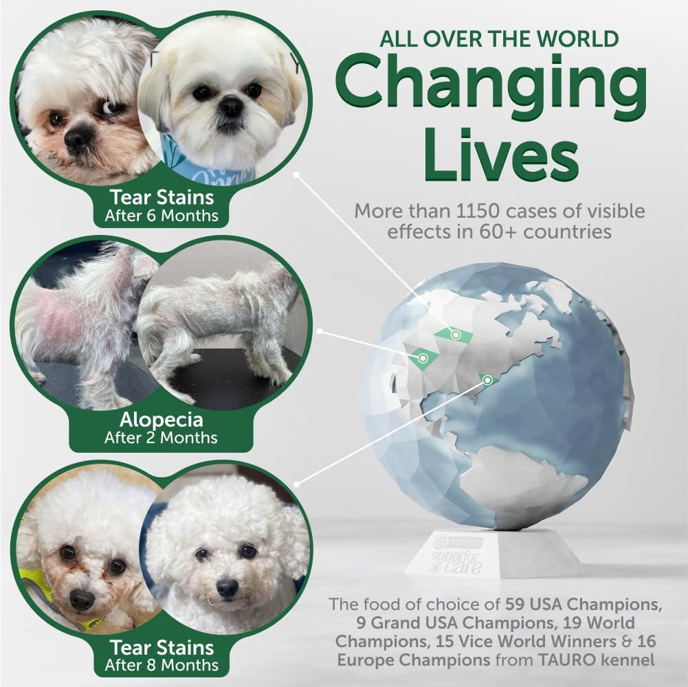 Nature's Protection Dry Dog Food - High Protein Tear Stain Diet - Dog Kibble for Adult & Puppy Dogs of Small, Medium & Large Breed with Light Fur (Superior Care - White Fish, 8.8 lb)