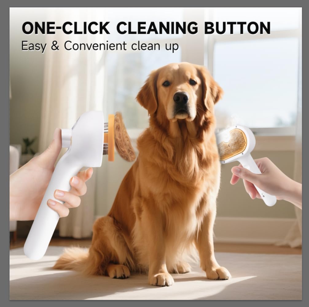3-in-1 Pet Steam Brush Set for Dogs & Cats, Grooming Comb with Spray, Defur Tool, Water-Assisted Hair Removal, Gentle Cat & Dog Spritz Brush, Multi-Purpose Steam Grooming Kit