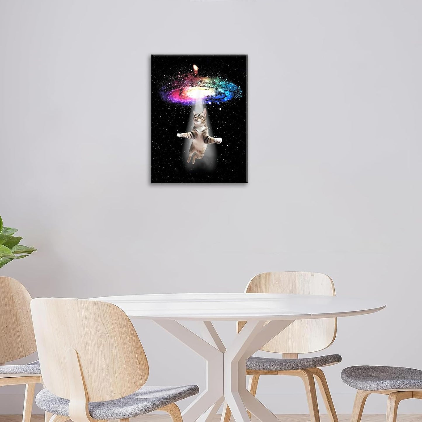 Funny Cat Wall Art Canvas Galaxy Wall Decor Prints Framed Painting Animal Pictures Gifts Artwork for Bathroom Living Dining Kitchen 16"x20"