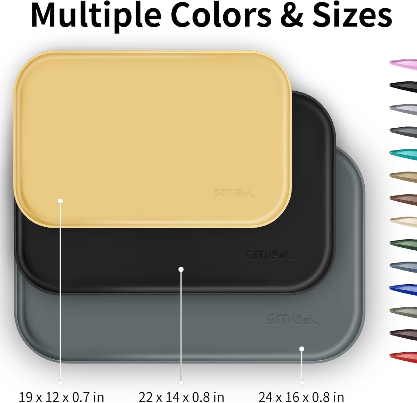 Silicone Pet Feeding Mat with Raised Edge for Food and Water, Dog Bowl Mats, Cat Bowls Placemat with High Lip for Floor Waterproof, Rubber Tray for Cats and Dogs 22 x 14 x0.8 Red