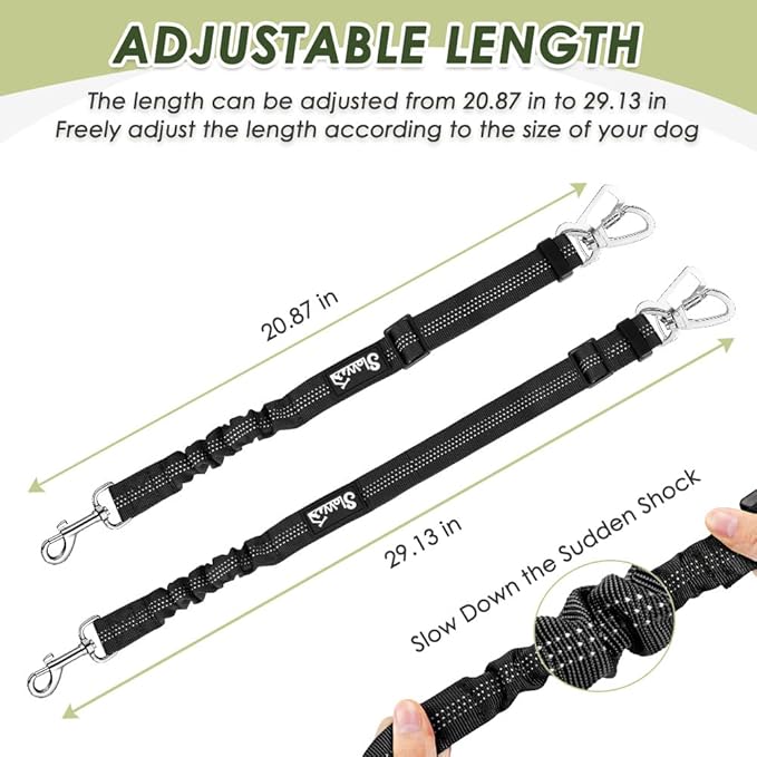 Lukovee Dog Seat Belt for Car, Adjustable Dog Car Harness for Large Medium Small Dogs, Soft Padded & Breathable Mesh Dog Seatbelt with Car Strap and Carabiner(Lime Green Double Clip,Large)