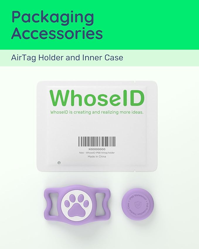 IP68 Waterpoof Dog Airtag Holder, Stretchy Silicone Full Body Covered Apple Air Tag Holder for Dog Cat Collar Fit All Width Collar (Purple, 1 Pack)