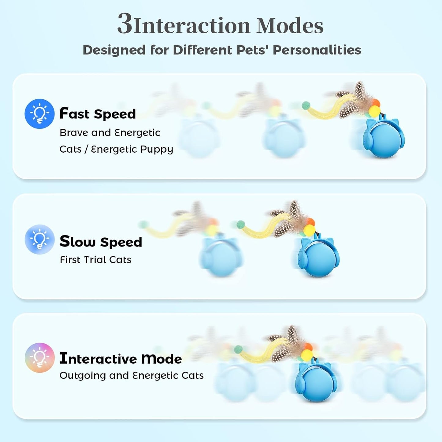 ORSDA Cat Toys for Indoor Cats, New Intelligent Voice Timing Touch Control Cats Ball, Simulate Mouse Sound Kitten Toy, Automatic Interactive Moving Cat Toy for All Ages