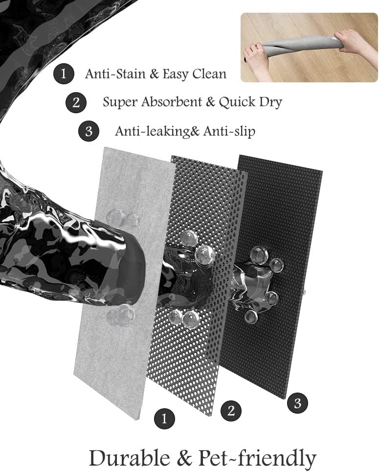 Pet Feeding Mat-Absorbent Dog Mat for Food and Water Bowl-No Stains Quick Dry Water Dispenser Mat-Dog Accessories Pet Supplies-Bowl for Messy Drinkers(LIGHTGREY,16"x24"