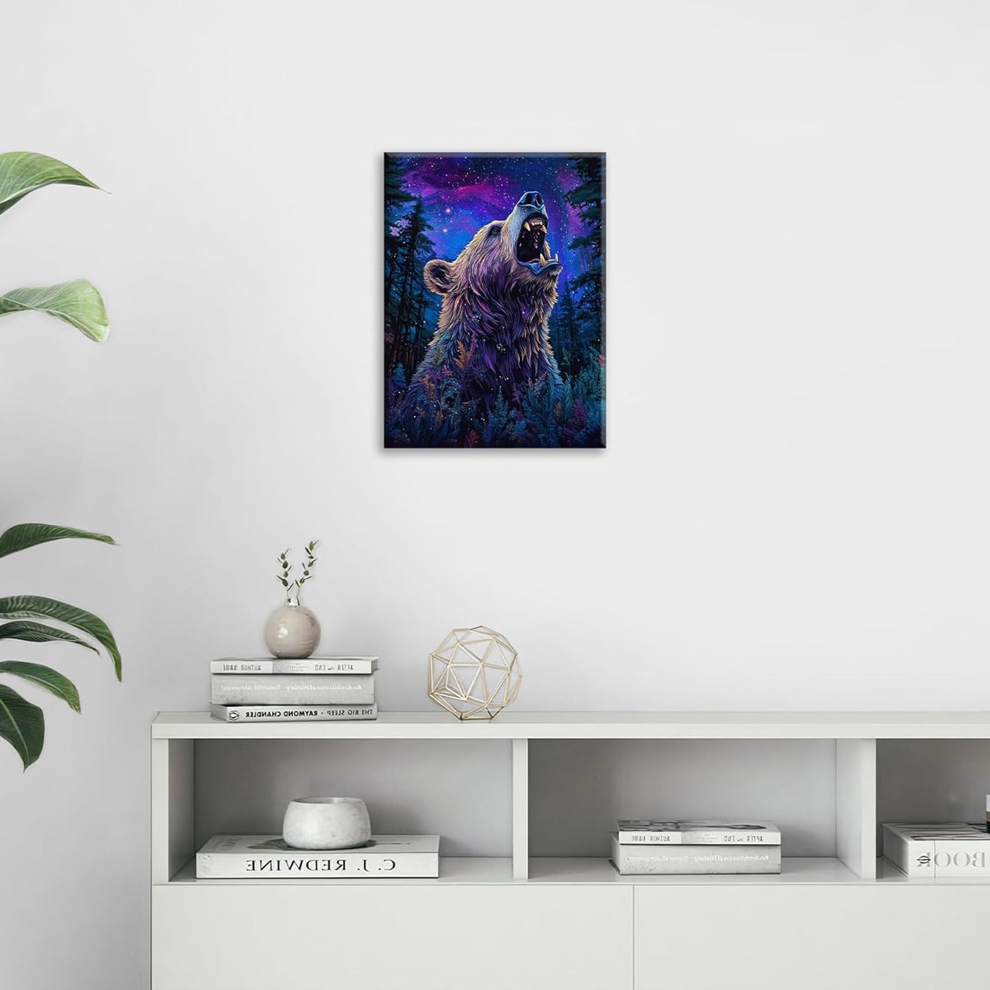 Bear Forest Wall Art Canvas Fantastic Animal Wall Decor Prints Framed Painting Pictures Gifts Artwork for Bathroom Kitchen 16"x20"