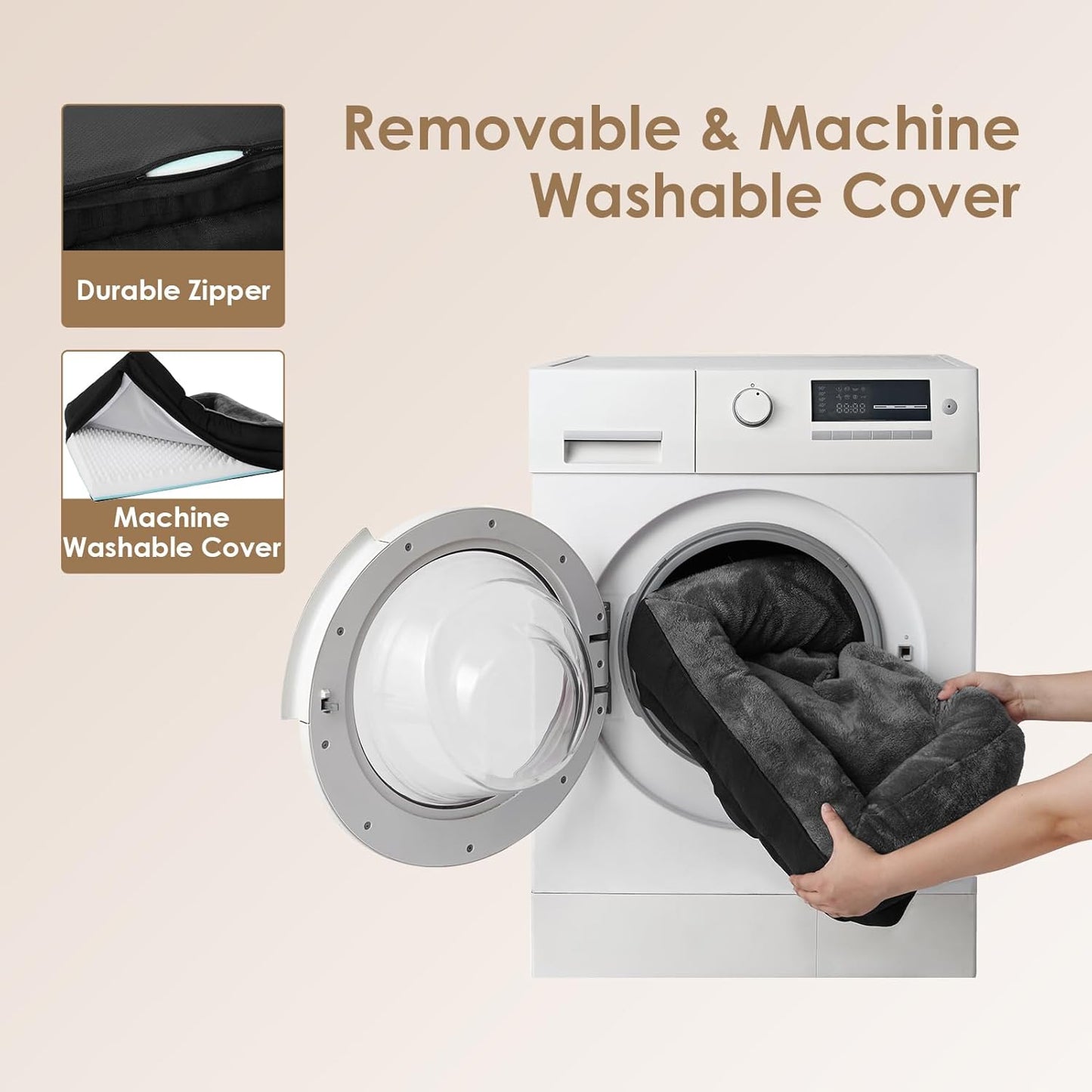 EHEYCIGA Memory Foam XL Dog Bed for XLarge Sized, Extra Large Orthopedic Dog Sofa with Sides and Waterproof Liner, Washable Bolster Pet Bed Couch with Removable Cover, 42x30x7.5 Inch, Grey/Black