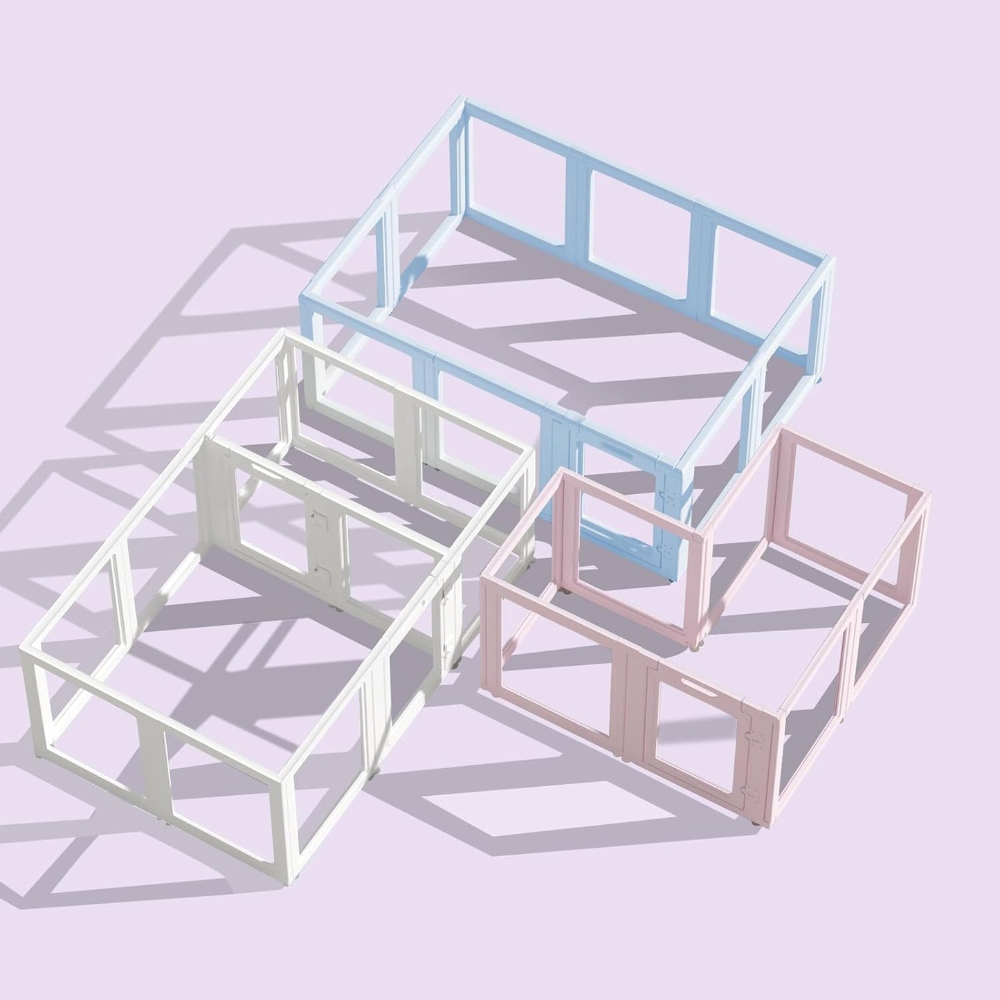 DIY Clear Acrylic Dog Playpen House,Quick Easy Assembly and Disassembly,Strong Floor Suction,Indoor and Outdoor Use,Easy Cleansing Puppy Fence (Sky Blue, 23.6" H, 2PCS)