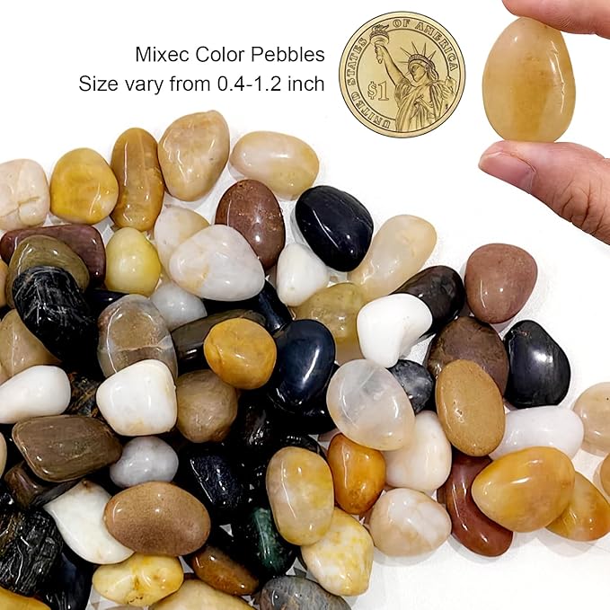 River Rocks 20 Lbs,0.4-1.2 Inch Pebbles for Indoor Plants, High Polished Stones for Garden Landscaping, Smooth Gravel Filler for Outdoor Plants, Succulents, Fish Tank and Vases
