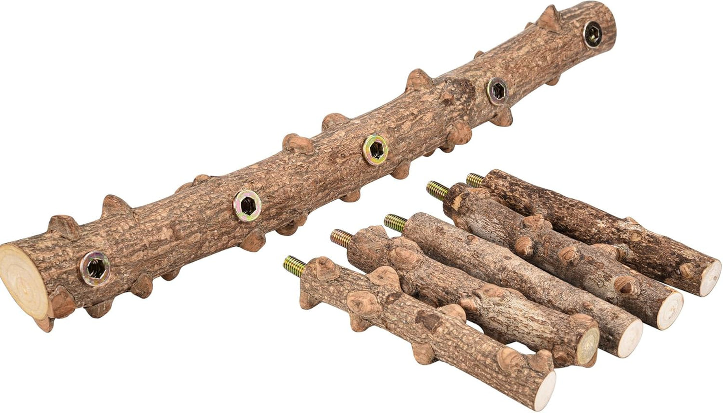 CozyCabin Natural Bird Ladder Stand, Hanging Multi Branch Grapevine Parrot Perch Bird Cage Toys for Small Budgies Conure Parakeets Cockatiels Lovebirds (Ladder)