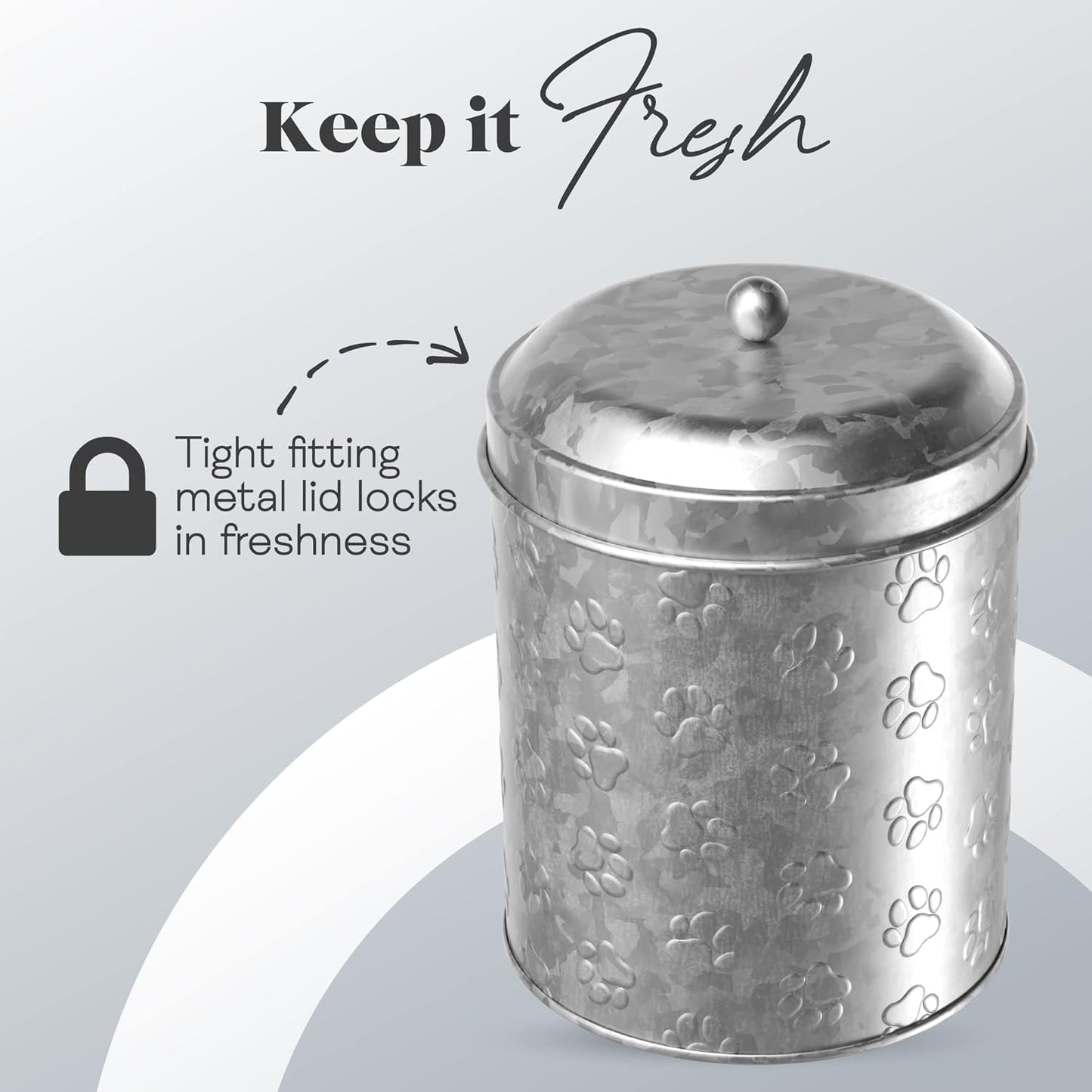 Amici Home Puppy Paws Galvanized Metal Food Canister (7CDI071)