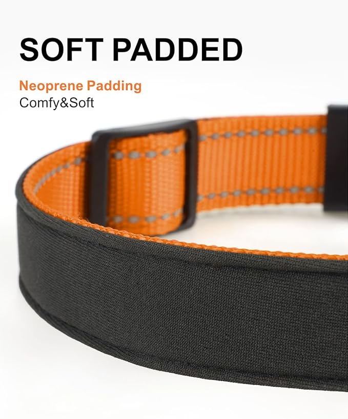 TagME Airtag Dog Collar,Waterproof Reflective Pet Collar with Airtag Holder,Soft Padded and Double D-Rings for Extra Large Dogs,Orange