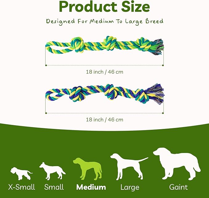 SHARLOVY Dog Rope Toy for Medium Dogs, 2 Pack Heavy Duty Dog Chew Toys for Aggressive Chewers, Interactive Tug of War Dog Toys for Medium to Large Breed