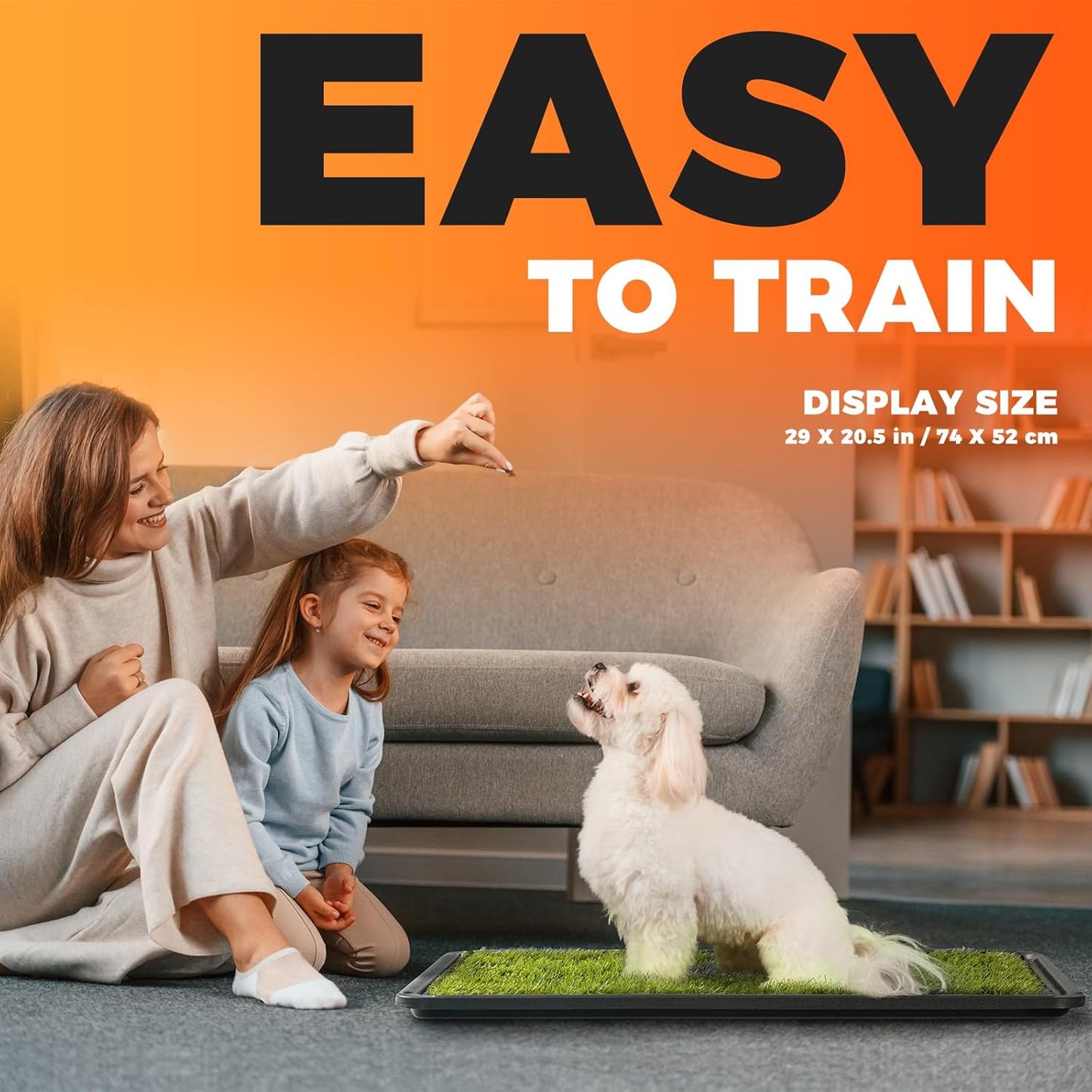 Hompet Dog Grass Pad with Tray Large, 29"x20.5", 2 Reusable Artificial Turf for Dogs Potty, Waterproof Non-Slip Washable Pee Pads, Quickly Absorbency Portable Dog Litter Box for Indoor/Outdoor Use