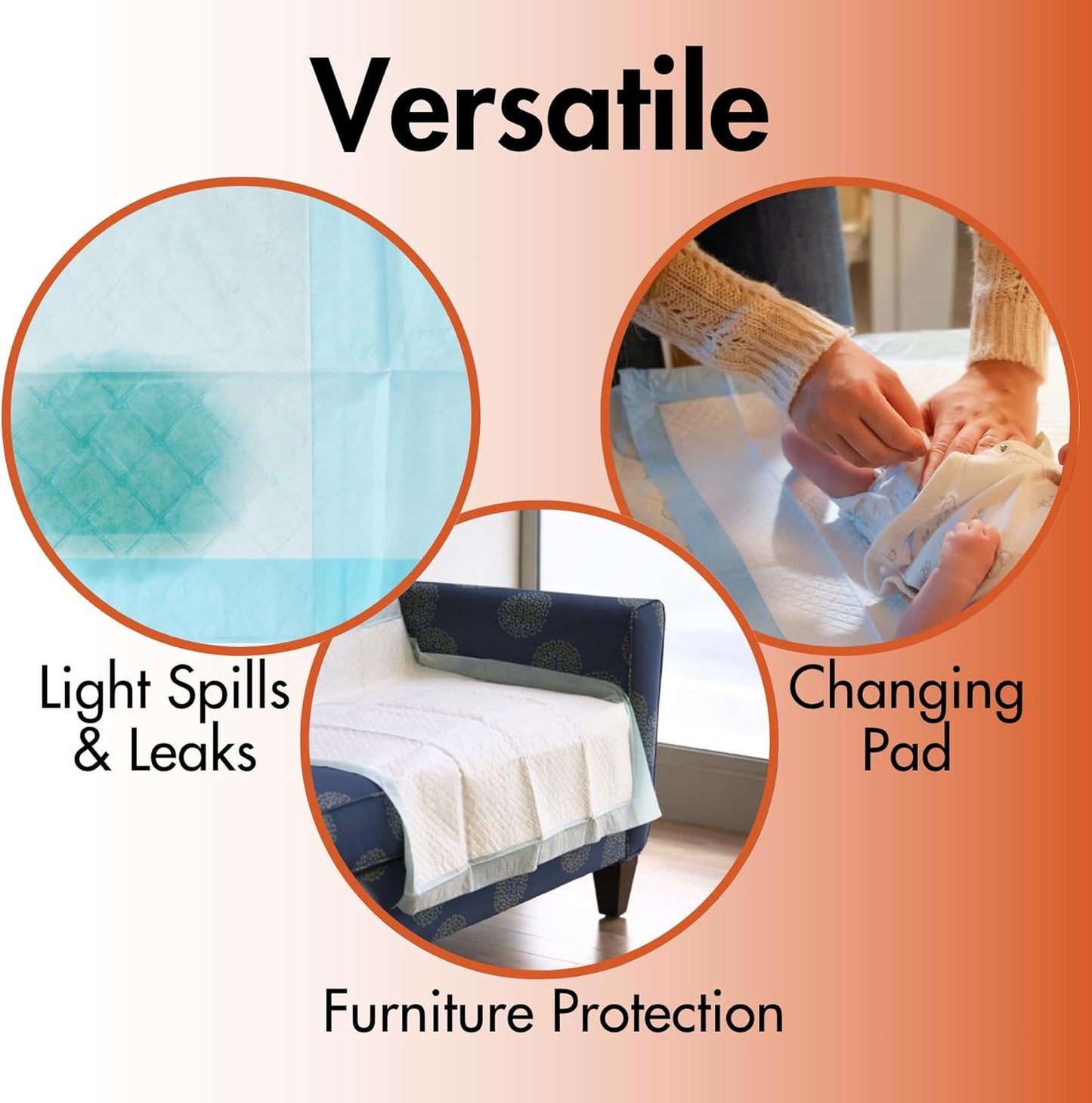 Caring Disposable Underpads 30 x 30 in, Light Absorbency Bed Pads, Chucks Pads, Puppy Pads, Baby Changing Pads, Incontinence Underpads for Adults, Pets, Babies, 50 Count Pack