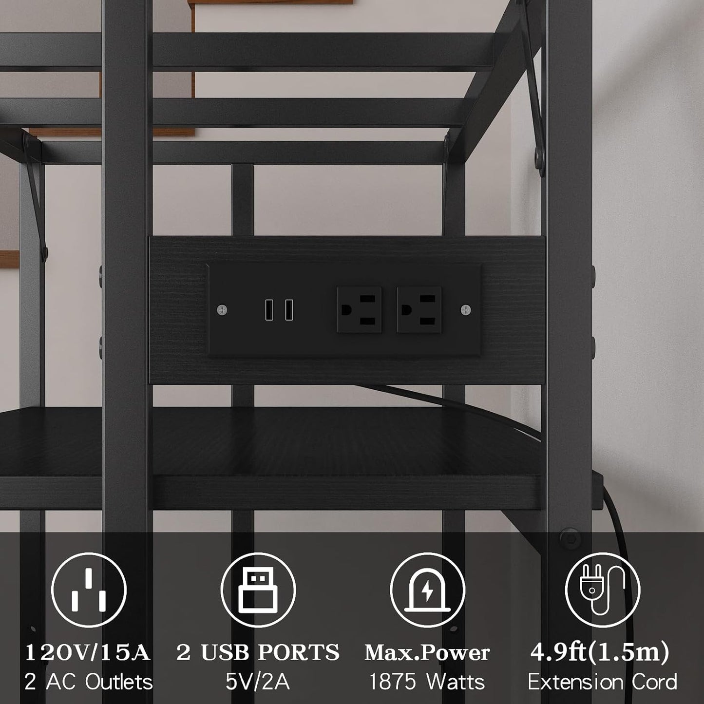 Sturdy Metal Aquarium Stand with Power Outlets, Adjustable Storage Cabinet - 660LBS Capacity, Black - Suitable for 40 Gallon Fish Tank, Turtle Tank, Fish Tank Accessories - Perfect Fish Tank Stand for Organization and Convenience