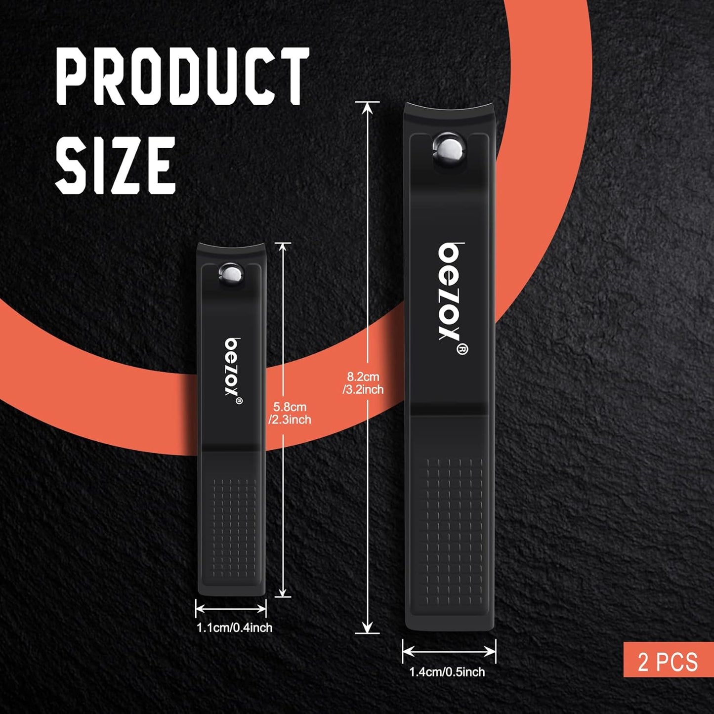 BEZOX Toe Nail Clippers Set of 2 - Stainless Steel Toenails Clippers for Thick Nails for Seniors, Fingernails Clipper for Men and Women - Sharp Nail Cutters and Nail Trimmers