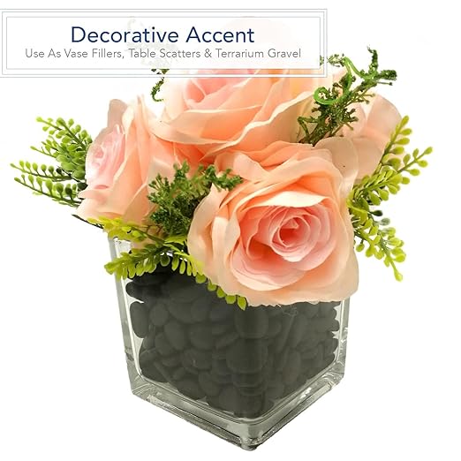 Royal Imports 1LBS River Rocks Decorative Ornamental Pebbles, Garden Landscaping Stones, Gravel Filler for Plants, Vases, Succulents, Home Decor, Aquariums, Crafting, Animal Habitat - Black