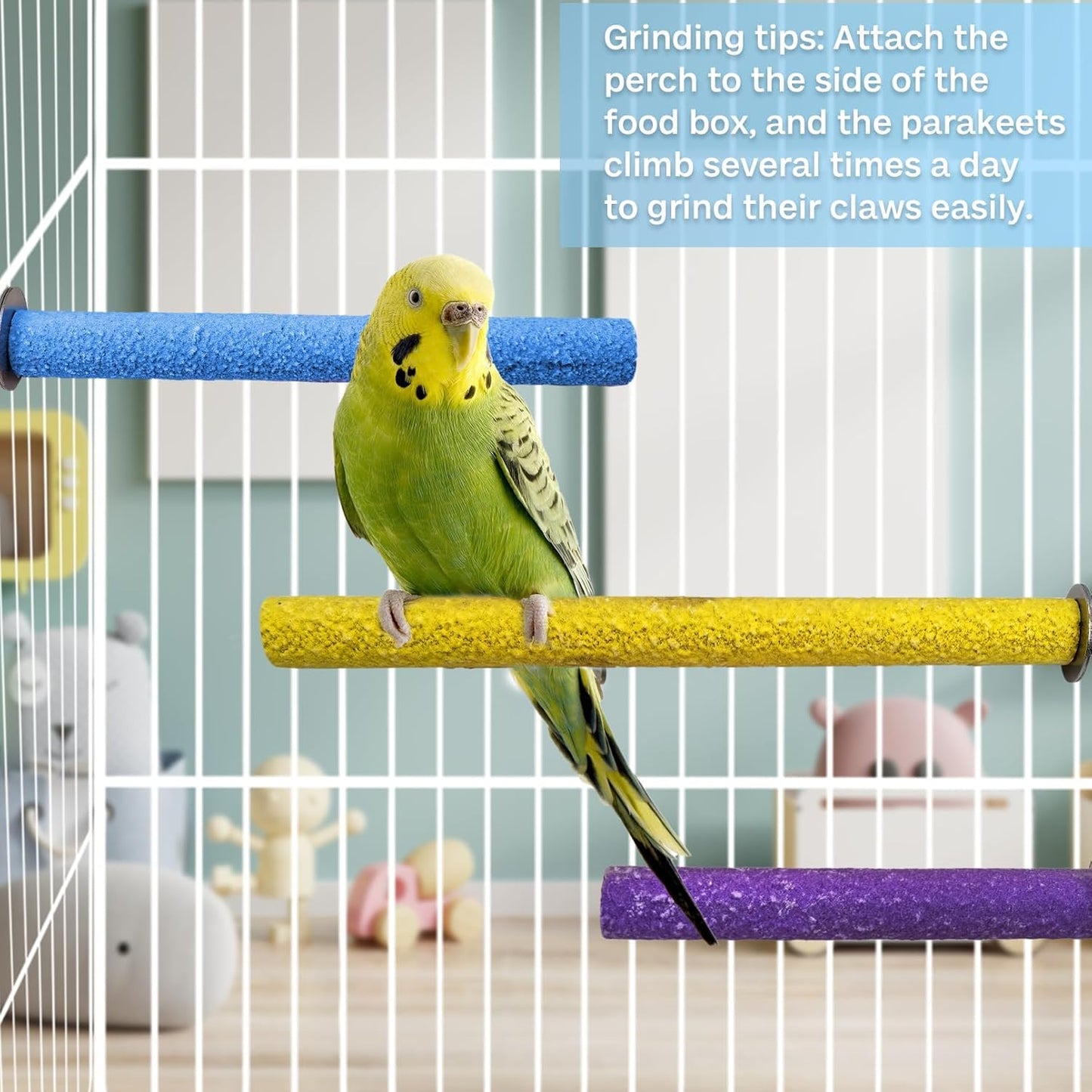 PIVBY Wood Bird Cage Perch Colorful Parrot Stand Toy Platform Paw Grinding Stick for Small Medium-Sized Bird Parakeet Cockatiel Conure Budgies Lovebird inches and Canary Colors Vary Pack of 3