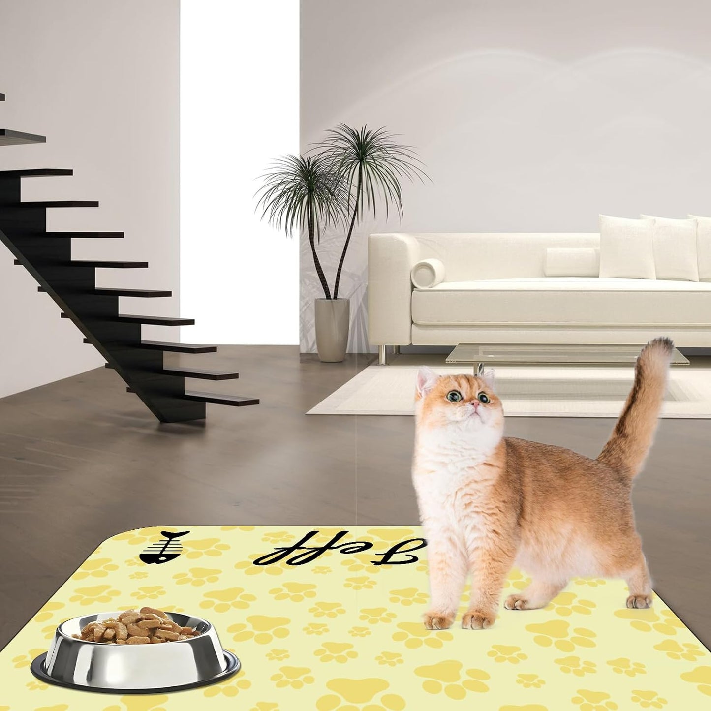 Personalized Dog Cat Feeding Mat Custom Pet Food Mat Waterproof Non-Slip Customized Puppy Name Photo Placemat Dish Rug Floor Protector Gifts for Pets Lover Pattern 1