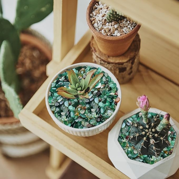 Halatool 1LB Green Aquarium Gravel for Fish Tank 0.35"- 0.6" Landscaping Pebbles for Home Decor Natural Decorative Polished Stones for Potted Plants DIY Handmade & Vase Filler