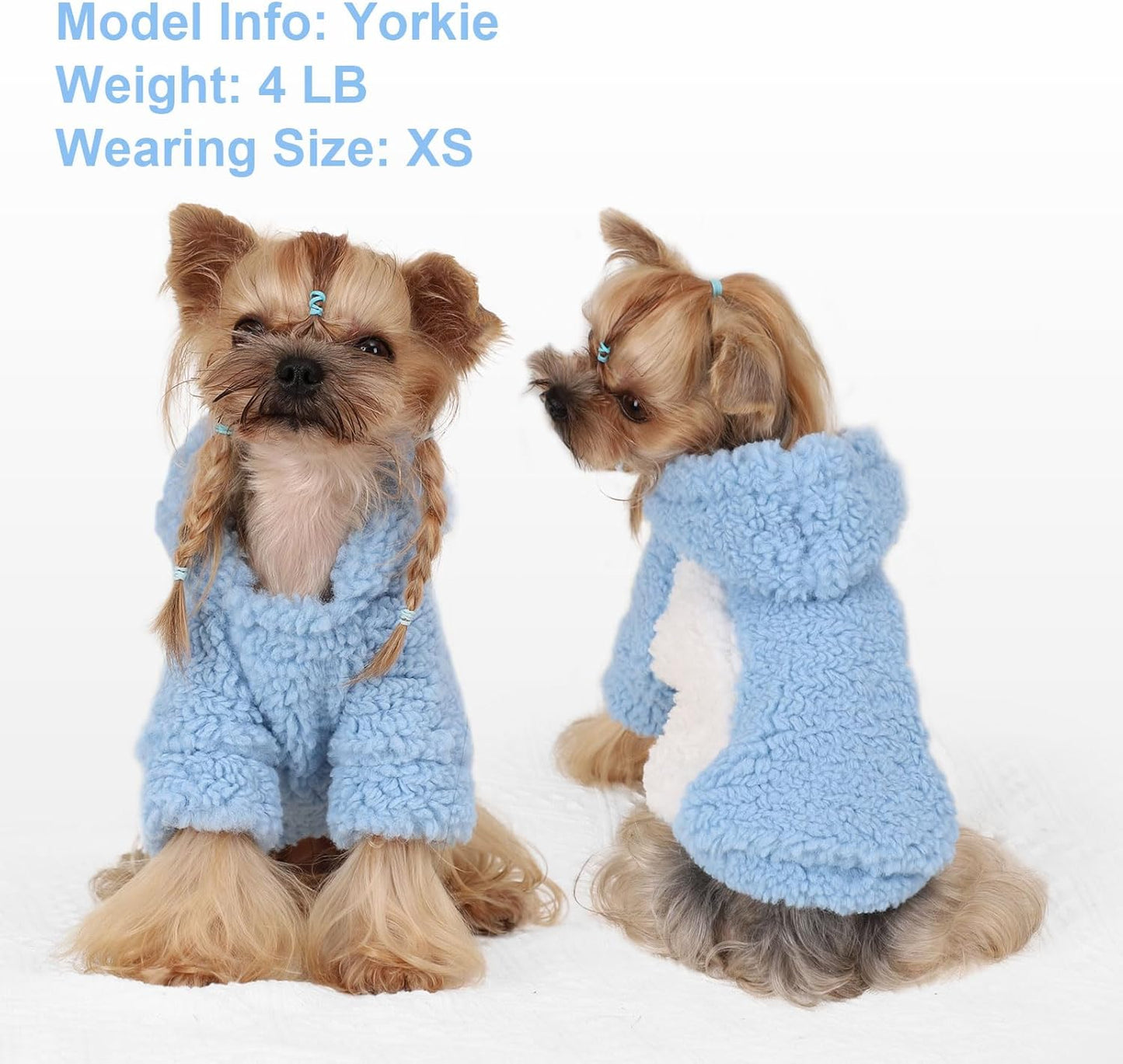 YIKEYO Dog Hoodie Pet Clothes Sweater with Hat Soft and Warm Cold Weather for Small Patchwork Hood(Blue, Small)