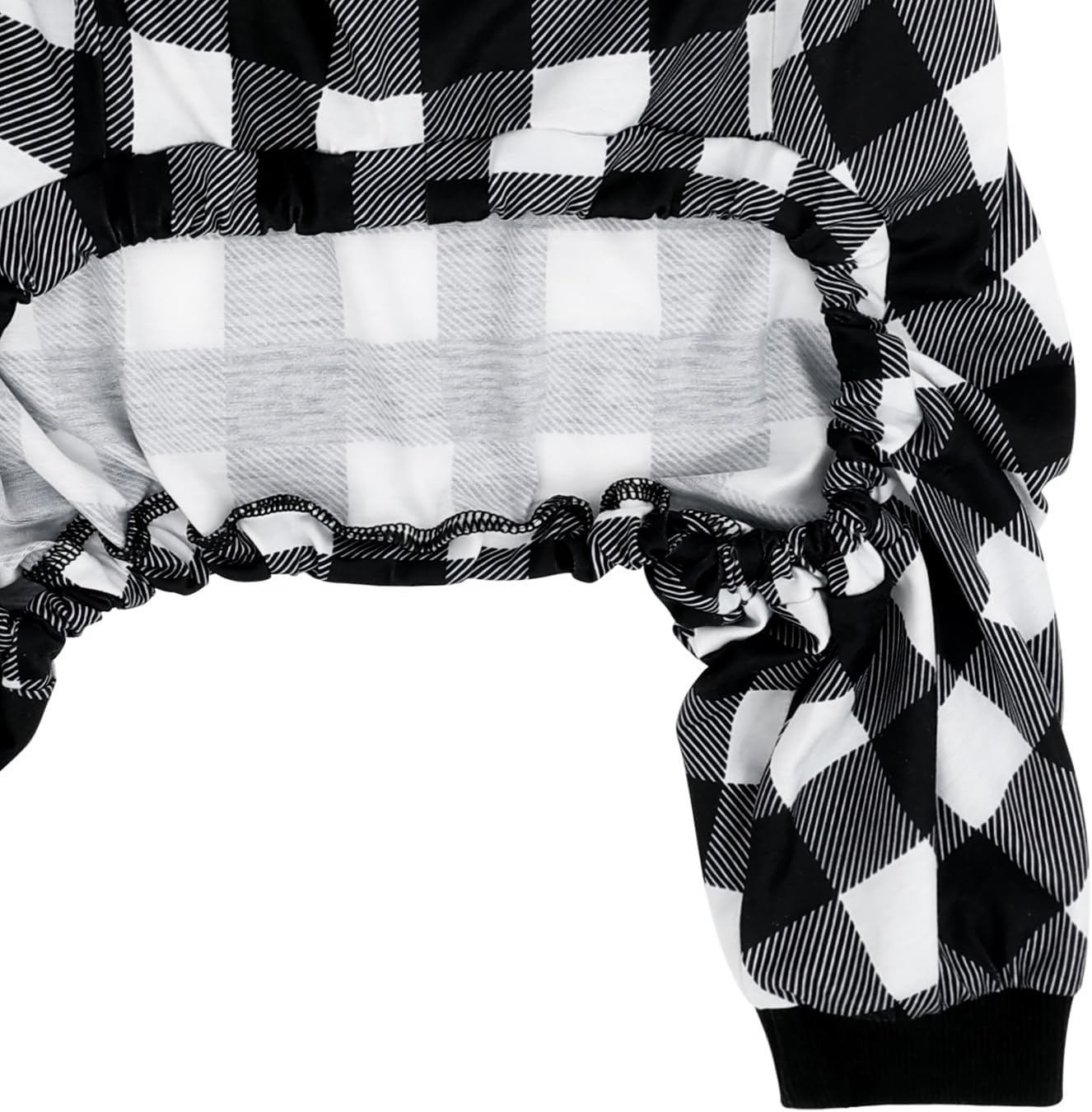 HDE Dog Pajamas One Piece Jammies Jumpsuit Pet Clothes Outfit Stretchy Lightweight Comfy Shirt Pjs for M-3XL Dogs Black & White Buffalo Plaid - 2XL