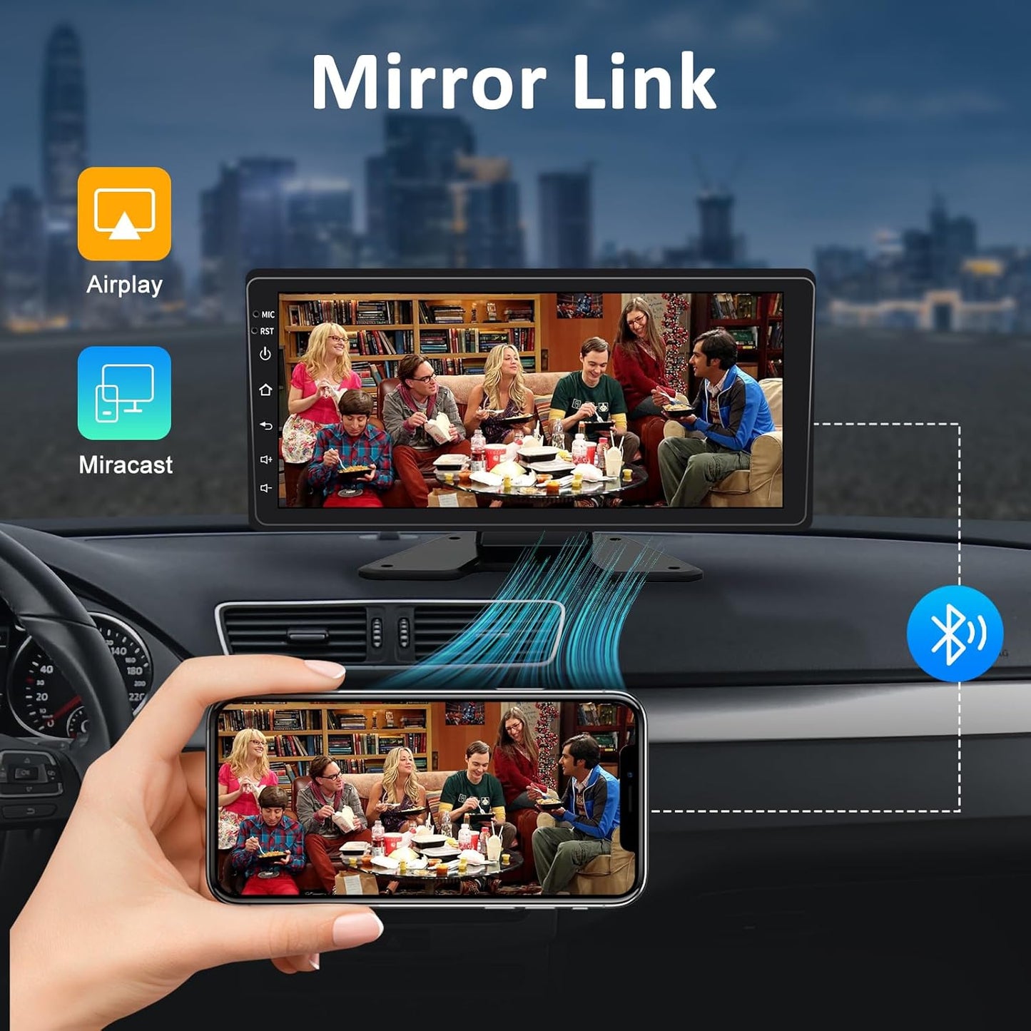 6 Channel Backup Camera System,1080P Rearview Camera with Carplay & Android Auto,GPS Navigation, Touchable 11 inch Monitor & Loop Recording DVR car Stereo, for RV/Truck/Trailer Pickup,128GB Card