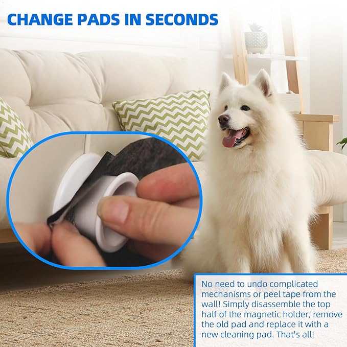 (4-Pack) Potty Training Pad Magnetic Holder Compatible with Any Size of Puppy Pee Pads Perfect for Leg-Lifting Marking Dogs, Strong Magnets Will Stick on Most Flat Surfaces - White Paw