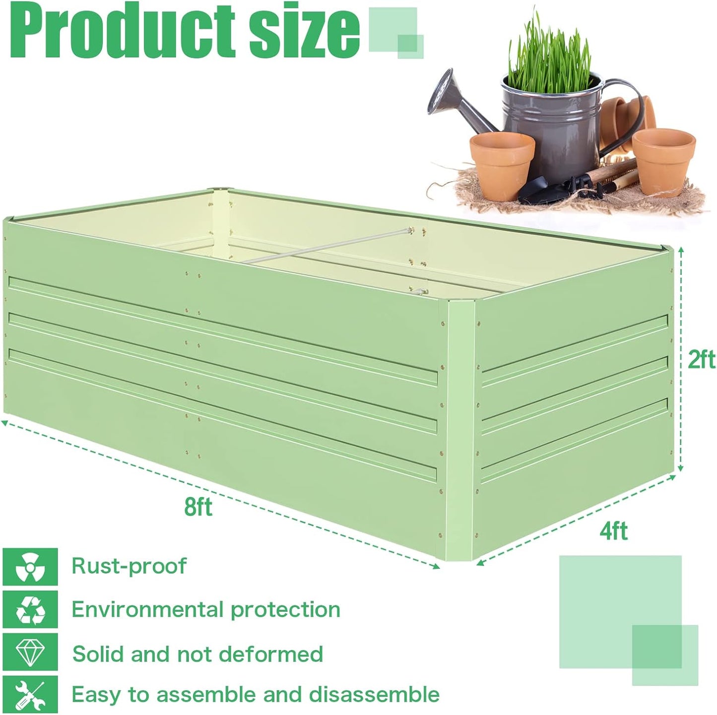 SnugNiture Galvanized Raised Garden Bed 8x4x2FT Outdoor Large Metal Planter Box Steel Kit for Planting Vegetables, Flowers