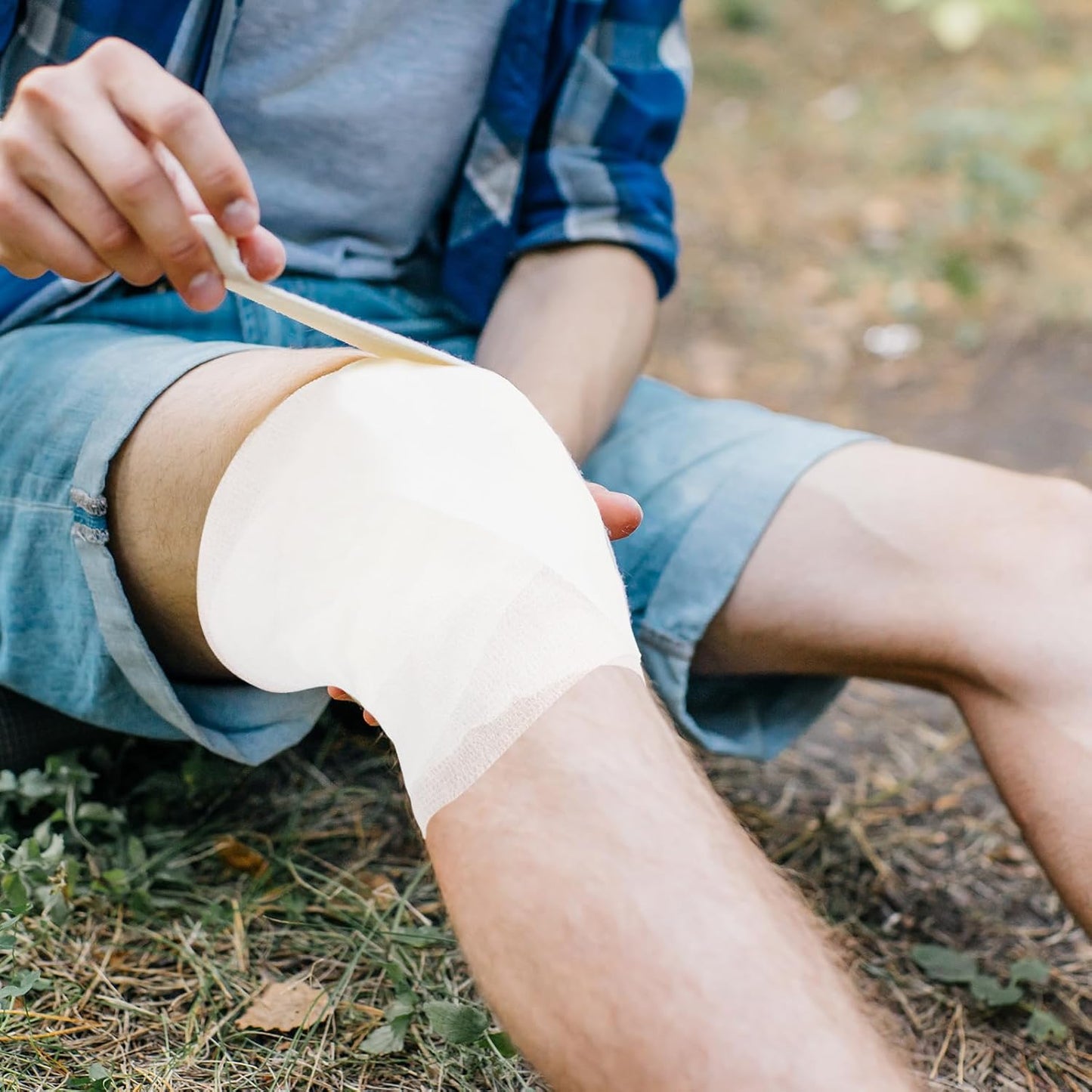 Treela 36 Pcs Self Adherent Bandage 4" X 5 Yard Wrap Breathable Cohesive Bandage Elastic Adhesive Tape for Stretch Athletic Sports Wrist Ankle(White)