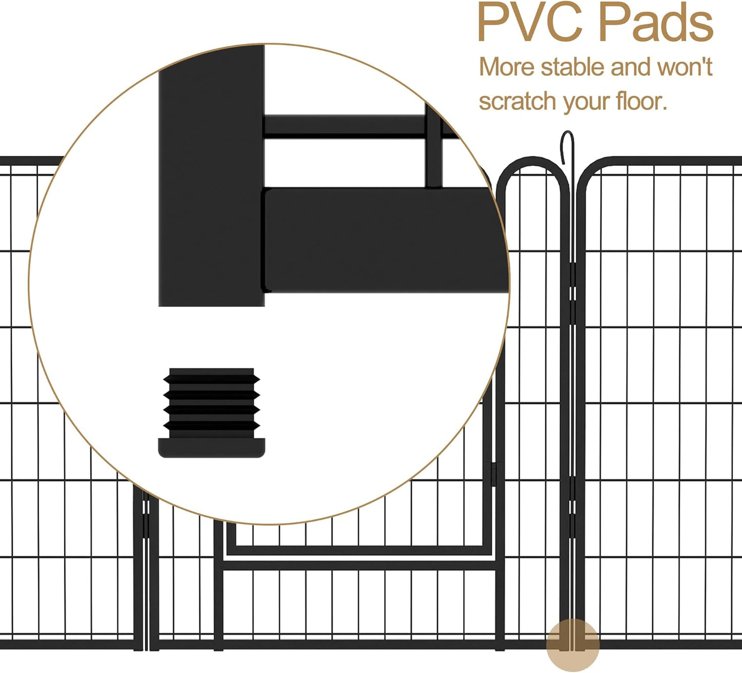 Dog Playpen, Outdoor Dog Fence, 8 Panels, 32" H Dog Pen for Medium/Small Dogs, Heavy Duty Metal Pet Fence with Gate, Portable Dog Fence for RV Camping and Yard (Black)