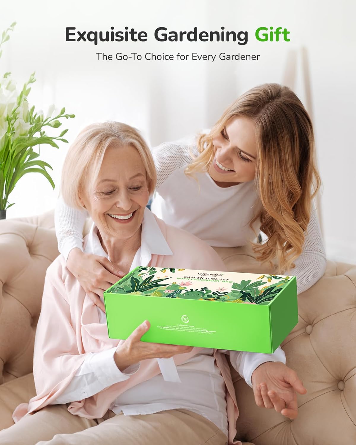 All-in-One Garden Tool Set, 11-Piece Heavy Duty Gardening Tools with Ergonomic Canvas Shoulder Crossbody Bag, Rust-Proof Premium Garden Tool Kit, Gardening Gift for Women Men, Green, GR003