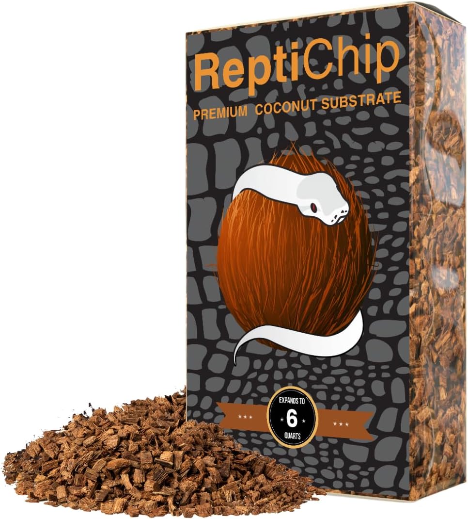 ReptiChip Reptile Bedding Loose Coconut Chip 6 Quart Coco Husk Substrate Mulch for Snake Habitat, Ball Python Terrarium, Turtle Tanks, Tortoise Enclosure