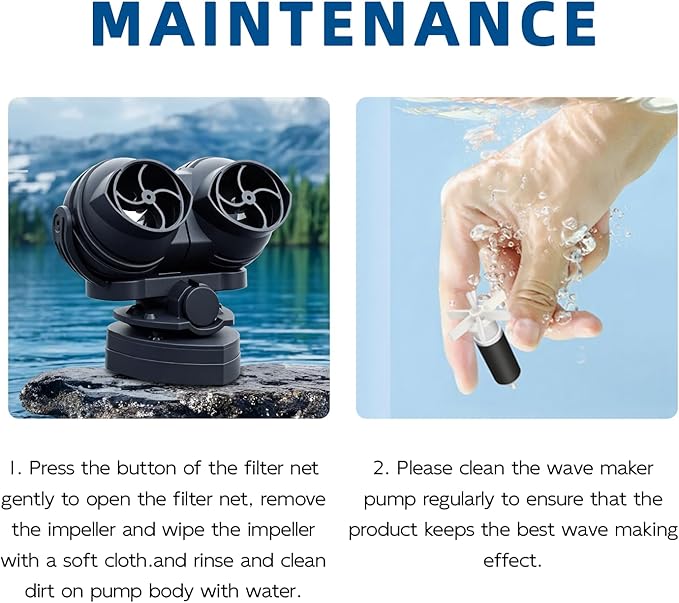 FREESEA Wave Maker for Aquarium Powerhead: 1600 GPH Circulation Pump - 360° Adjustable Power Head Wavemaker with Magnetic Suction for 75 Gallon - 125 Gallon Fish Tank | Saltwater | Freshwater