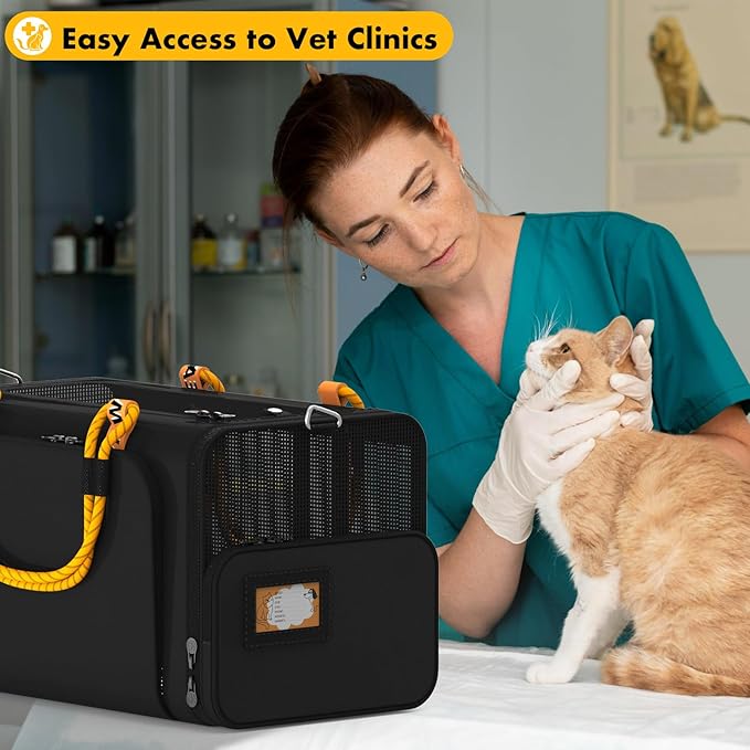 PAWZIDEA Pet Carrier with Wheels, 18x11x11 TSA Airline Approved Cat Carrier for 2 Cats Under Seat, Expandable Soft-Sided Rolling Dog Carriers for Small Dogs Travel Bag with Telescopic Handle, Black