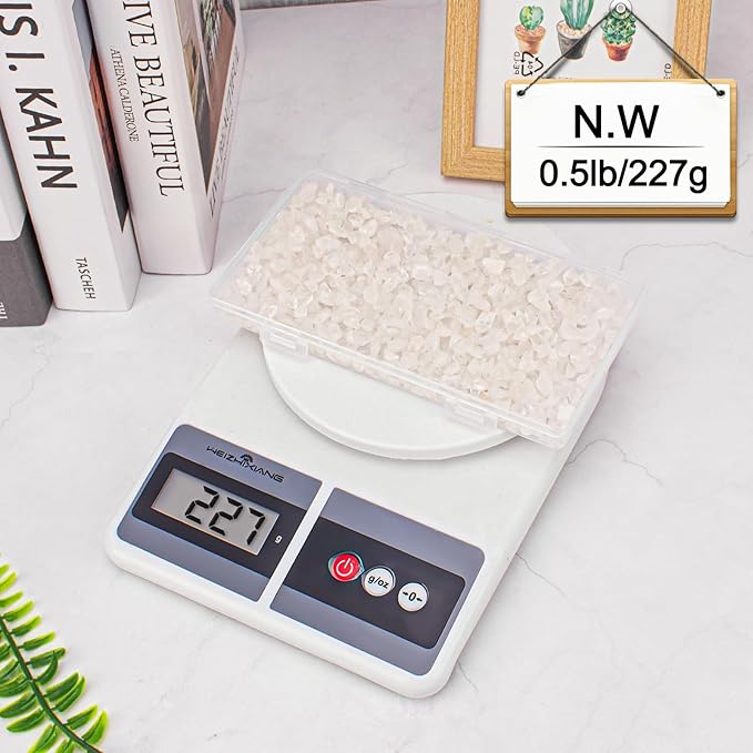 0.5 Lb/230g Clear Quartz Crystal Stone Chips Bulk, Tumbled Healing Crystal Chips Natural Gemstones Crushed Stones Decorative Vase Fillers Aquarium Gravel Rocks, 3-5mm