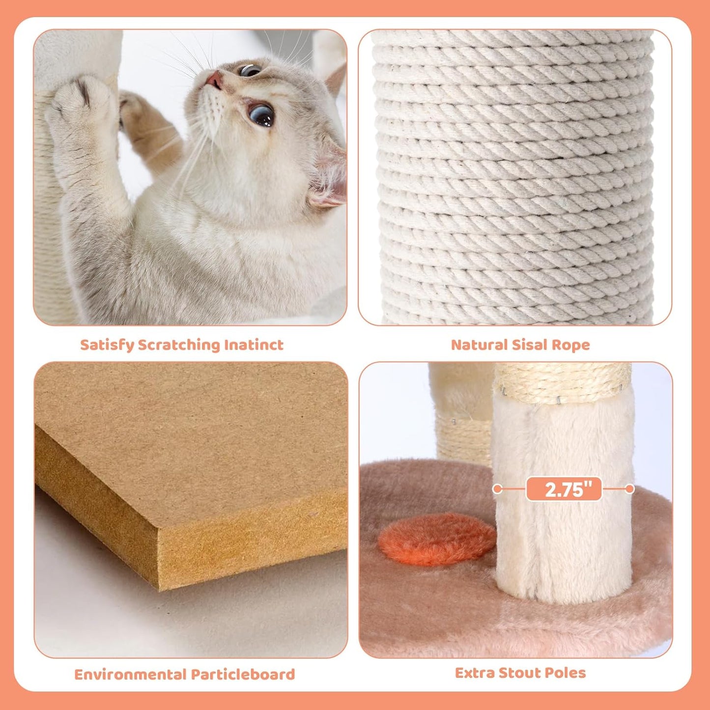 HYABi 53 Inch Flower Cat Tree - Multi-Level Cat Condo with Scratch Posts & Toys, Fresh Design Eco-Friendly Material, for Multi-Cat Households & Indoor Cat Playground