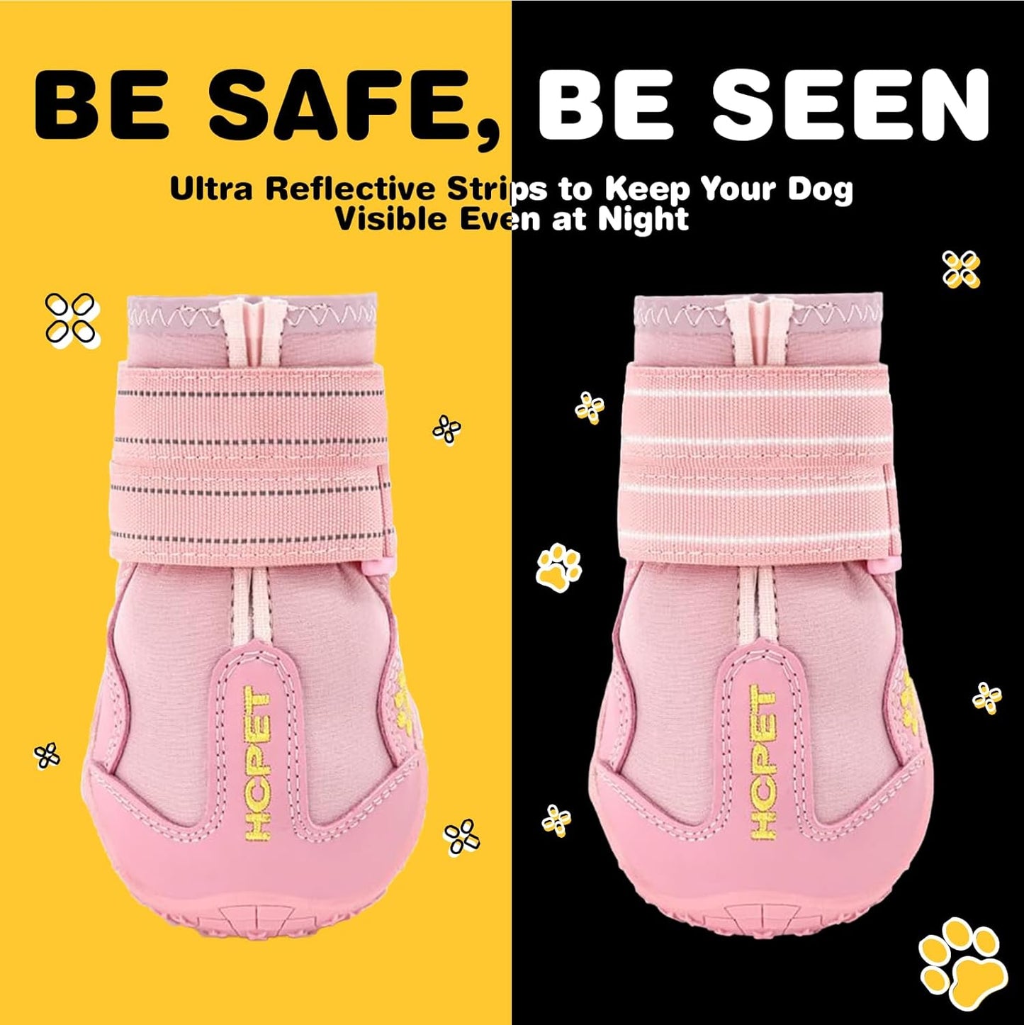 Hcpet Dog Shoes, Dog Boots for Large Dogs, Breathable Dog Booties Paw Protector for Summer Hot Pavement, Winter Snowy Day, Outdoor Walking, Indoor Hardfloors Anti Slip Sole Pink Size 6
