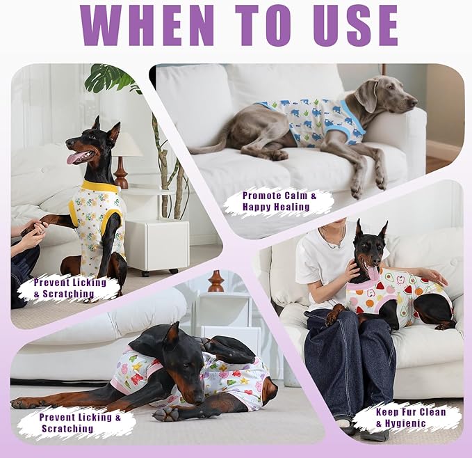 Recovery Suit for Dogs After Surgery, Professional Dog Surgical Suit for Female Spay, Male Neuter, E-Collar & Cone Alternative Dog Onesie for Abdominal Wounds Skin Disease, Purple, XL