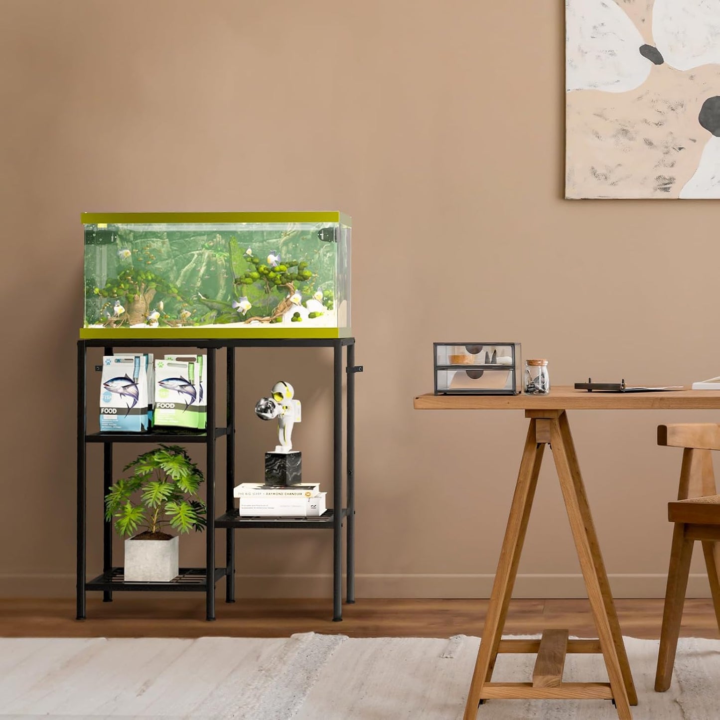 CADUKE Aquarium Stand 20 Gallon, Metal Fish Tank Stand, Aquarium Rack Stand for Fish Tank Accessories , 3 Tier Turtle Reptile Terrarium Stand for Living Room Office