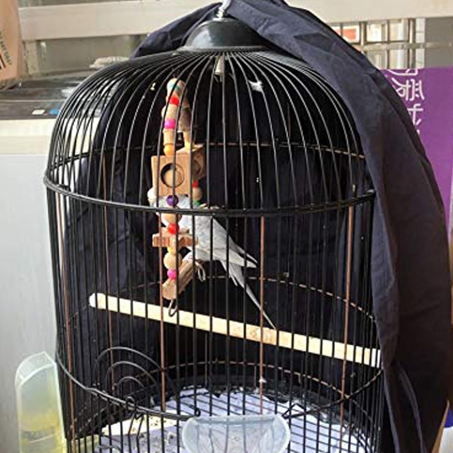 QBLEEV Round Parrot Birdcage Cover Pet Universal Blackout Cage Cover Shade Windproof Light-Proof Sleep Reduces Distractions Night Accessories Cloth Without Cage