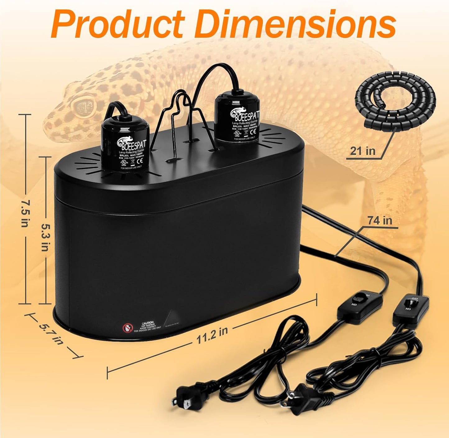 Dual Reptile Reflector Dome Lamp Fixture Cap with Separate Switches for Reptile & Amphibian Habitat Terrariums (Max 150W)