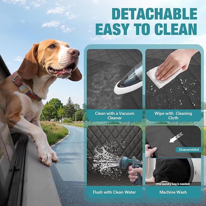 Waterproof Dog Car Seat Cover for Back Seat – Heavy Duty Back Seat Extender for Dogs with Hard Bottom, 7-Layer Protection, Non-Slip & Scratchproof, Easy to Install (Red)