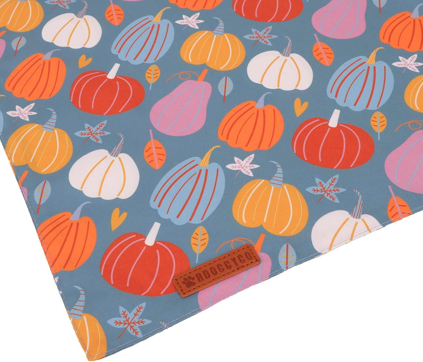 ADOGGYGO Thanksgiving Dog Bandana - Blue Orange Pumpkin Puppy Scarf, Adjustable Fit Fall Bandanas for Small Dogs Pets (Small)