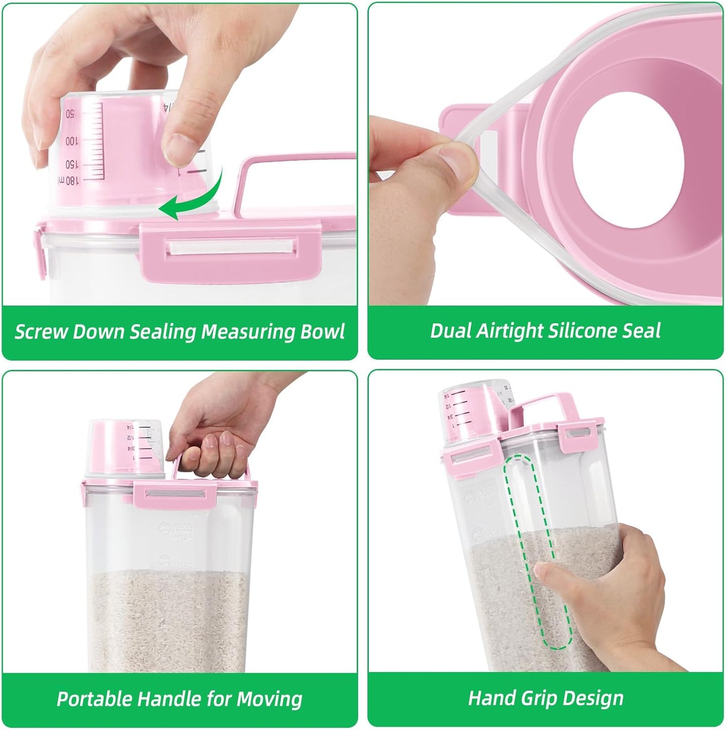 TBMax Rice Storage Container 5 Lbs, Small Airtight Dry Food Container for Flour Cereal Pasta Kitchen Pantry Organization -Red