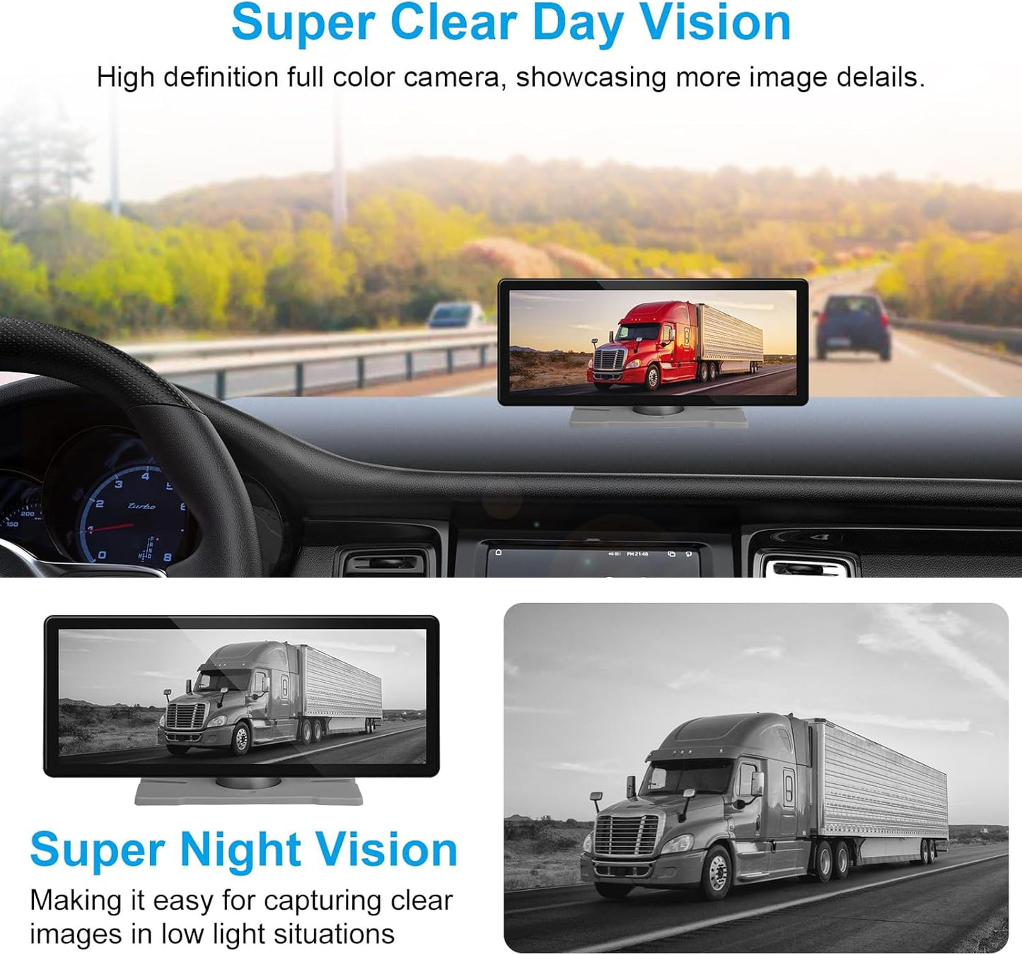 RV Wireless Backup Cameras with Monitor 6.86 Inch Touchscreen Built in DVR Video Recording for Truck RV Trailer Rear Side Wide View Back Up Camera Wireless Transmit Image Avoid Blind IP69K Waterproof