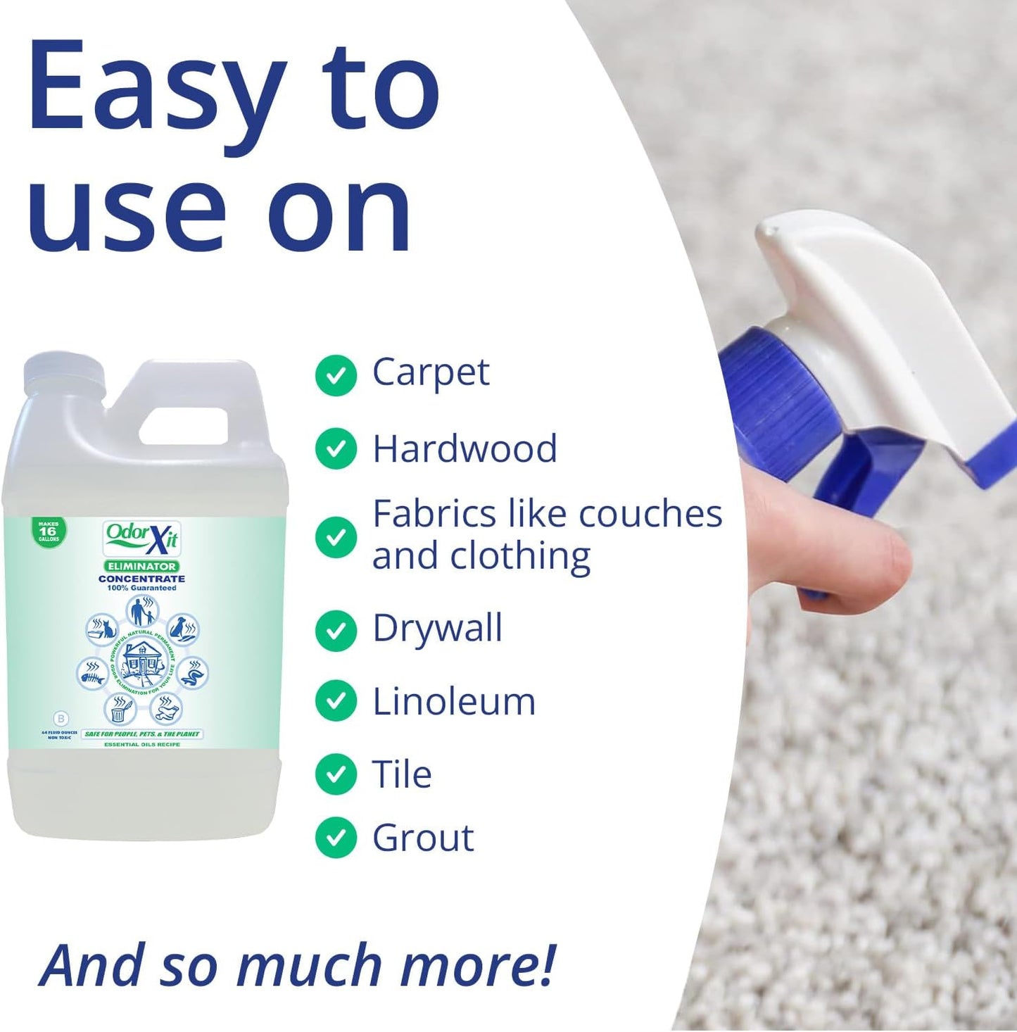 Concentrated Pet Urine Odor Eliminator, Ideal for Cat, Dog Poo and Urine Smell, Versatile & Natural Odor Neutralizer for Home and Outdoor Use, Deodorizer & Absorber, Concentrate, 64oz