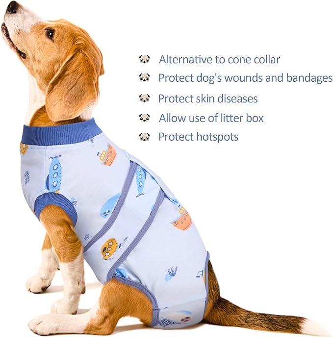 Kuoser Recovery Suit for Dogs Cats After Surgery, Professional Pet Recovery Shirt Dog Abdominal Wounds Bandages, Substitute E-Collar & Cone,Prevent Licking Dog Onesies Pet Surgery Recovery Suit